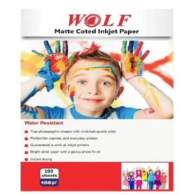 کاغذ کوتد ولف WOLF سایز A4 وزن 108 گرم